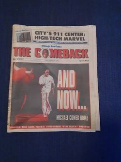 Chicago Sun Times March 24th 1995 Michael Jordan comeback