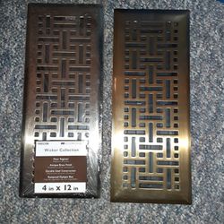 2 New Accord Select Antique Brass Finish Register Floor Vents 4 X 12 