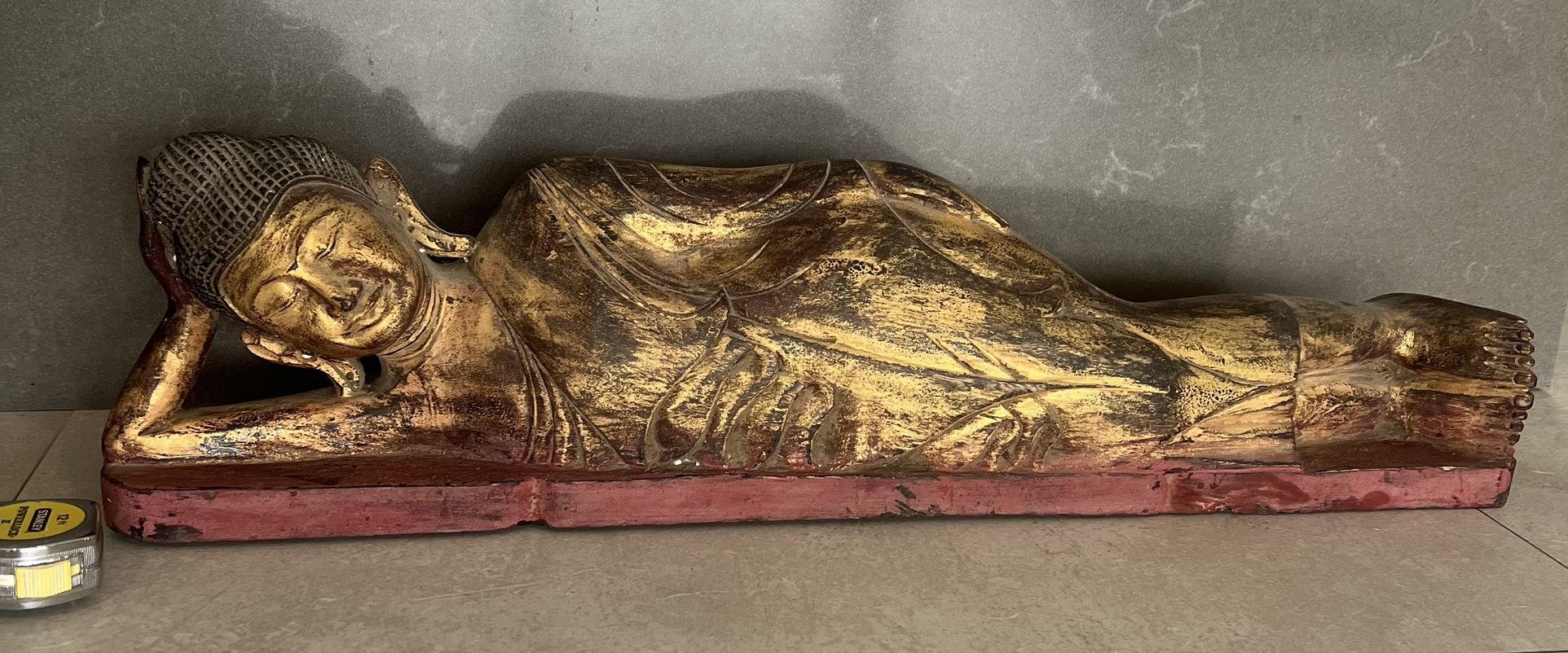 Antique Heavy Solid Wood Sleeping Buddha