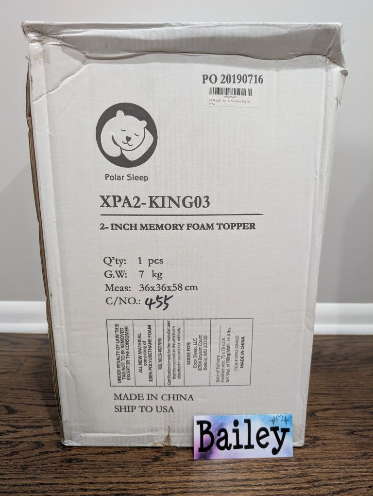 Brand New 2 Inch Memory Foam Topper