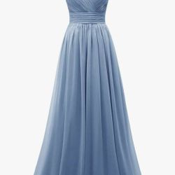 Chiffon Lace Bridesmaid Dresses Long for Women V Neck Pleated Tulle Straps A-Line Prom Evening Wedding Fomal Gowns
Dusty Blue