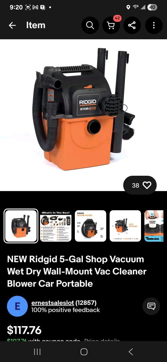 aspiradora ridgid storngo 5 Galones