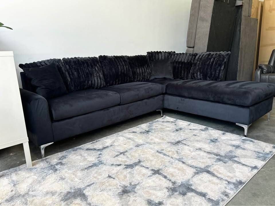 😍 Brand New Black L Shape Sectional Sofa/couch with Pillows | Pay After Delivery 🍁