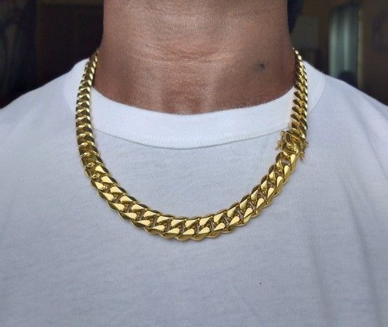 14k gold-plated flat Cuban Link 12mm chain