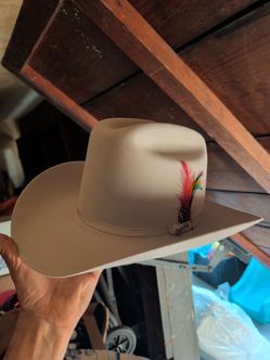 Stetson Tan Felt Cowboy Hat with Feather Band