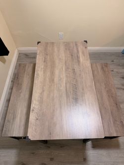 Rustic Wood-Top Coffee Table with Metal Legs