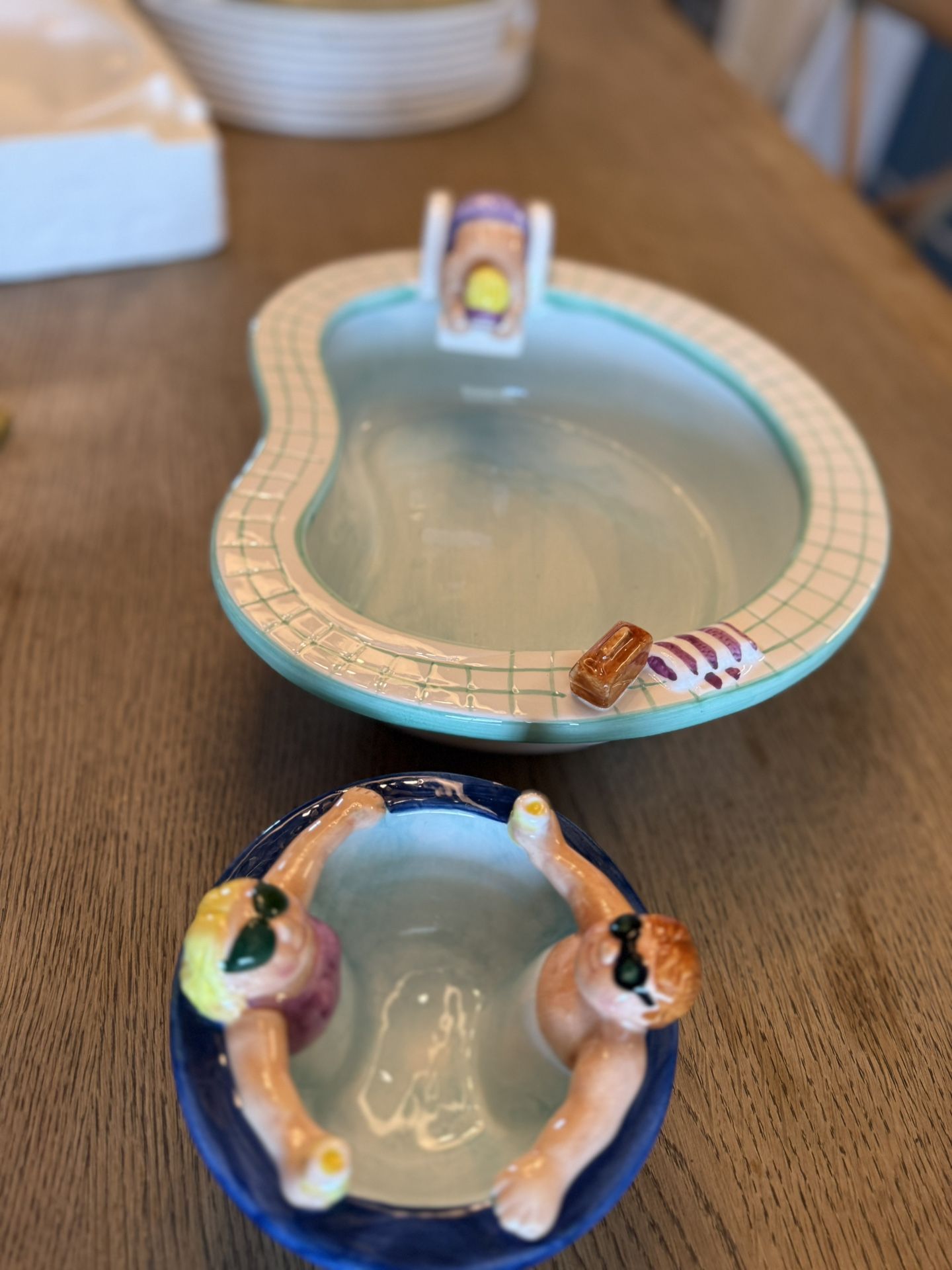 Vintage Lotus Swimming Pool Chip And Dip Set