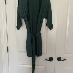 Satin Hunter Green Robe With Sash