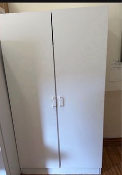 White Wood Storage Cabinet with Shelves