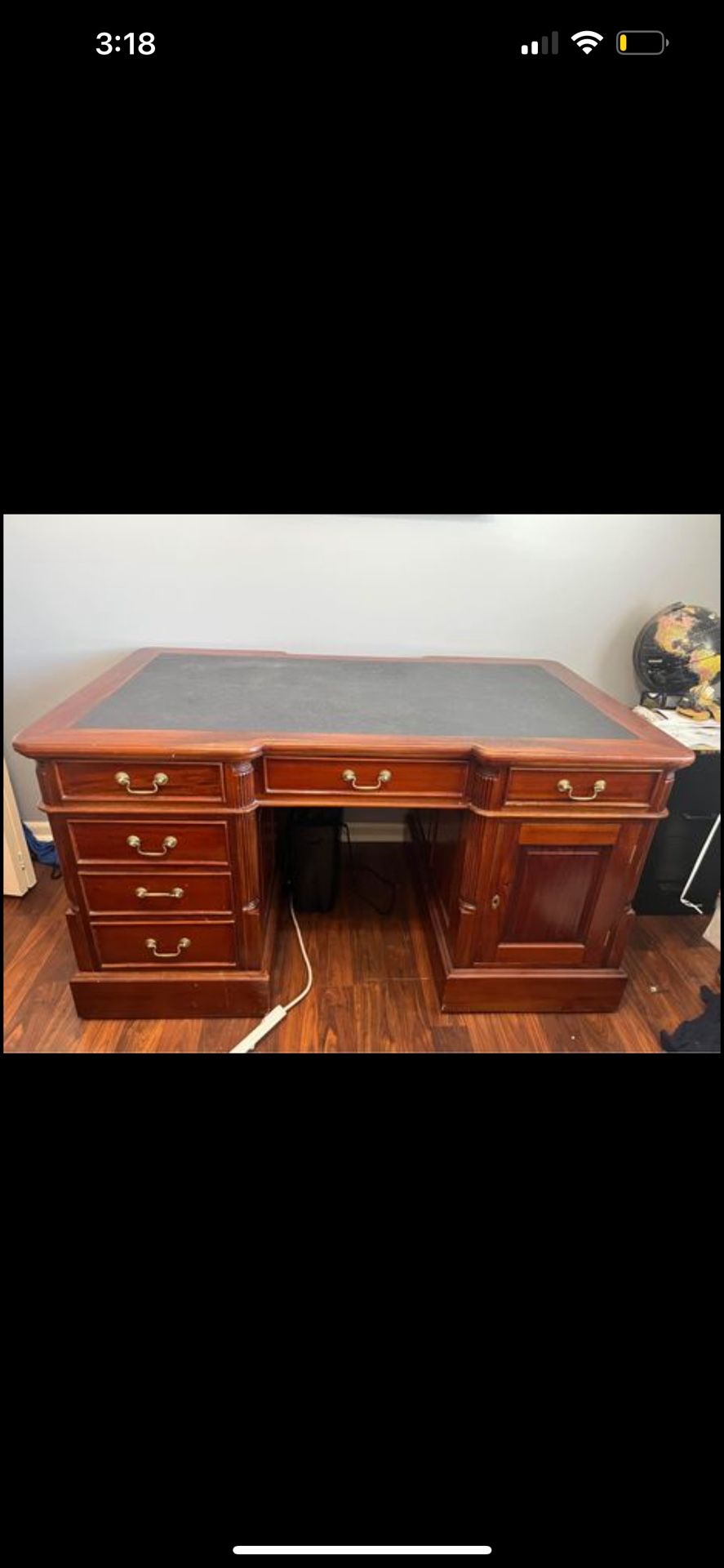 Antique Desk With Leather Top