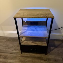 End Table / Night Stand With Outlets And Built In Light