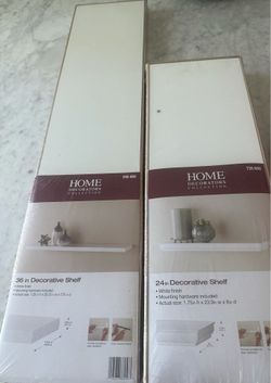 White wooden shelves