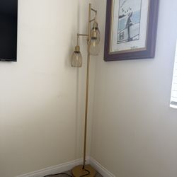 Floor Lamp Gold 3 Elegant Teardrop Cage Heads