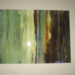 Large Modern Abstract Wall Art – Green, Blue & Earth Tones
