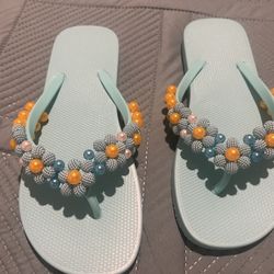 Flip Flops For Women  Shoes Comfortable With Pearls Handmade