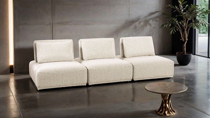 Brand New Beige Modern Modular Style 3pc Sofa Set