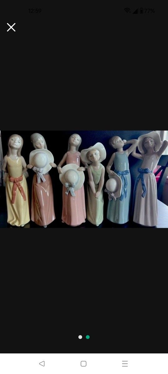 Lladro Set Of 6 Girls In Hats