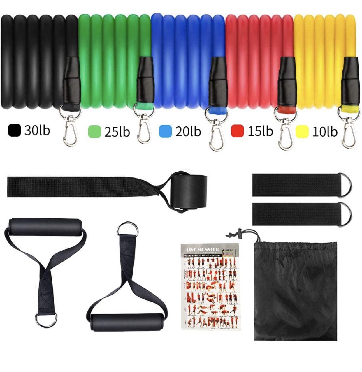 Home Workout Bands Resistance Training Bands with Workout Guide