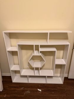 TWO White Geometric Display Shelves