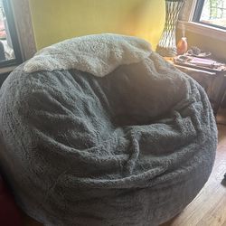 Largest Lovesac With Ottoman, It Has The Faux  Chinchilla Cover.
