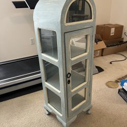 Rustic Blue & Cream Curio Cabinet 
