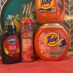 1-25Xl Tide Pods 1-tide Detergent Liquid 80oz 1-downy Scent Booster 18.2oz 1-Dawn Dish Soap 38oz All For $39