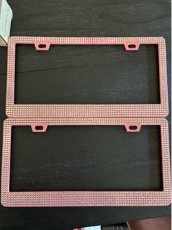 Pink bedazzled license plate covers set of 2