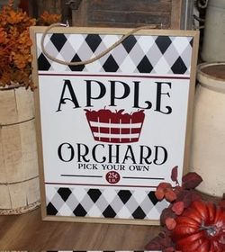 NEW Large Reversible Farmhouse Fall APPLE ORCHARD * AUTUMN Wood Wall Decor Sign