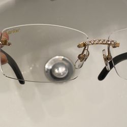 Cartier Natural Black Wooden Glasses With Medium Diamonds 