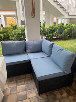 Outdoor Rattan Sectional Sofa with Cushions 11 piece