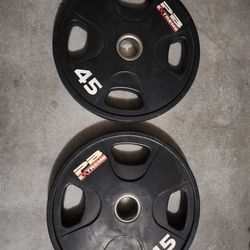 Pair Of 45lb PB Extreme Rubber Encased Olympic Weights