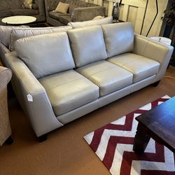 Cream Leather Sofa 