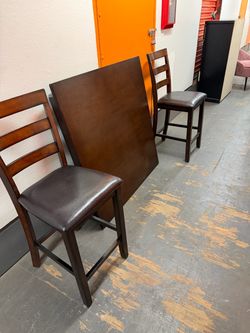Dark Wood Counter Height Dining Table and 4 Chairs