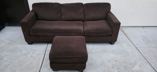 Brown Microfiber Sofa with Ottoman