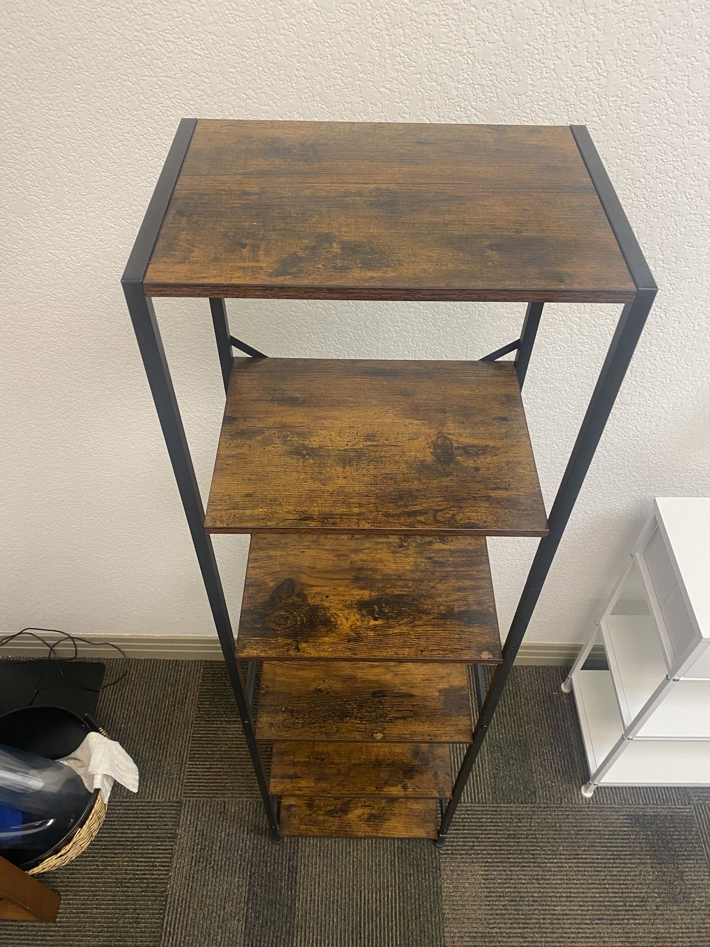 6 Tier Stand - Black Metal/Brown wood ( Bookshelf, Plant Stand, Living Room Stand)  