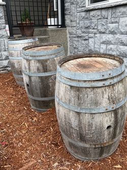 Wine barrels.