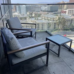 Outdoor Balcony Patio Chair Furniture and Table with Cushions