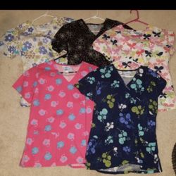 5 small scrub tops