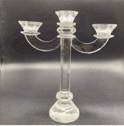 NEW Crystal By Shannon Candle Stick Holder of Three Arms