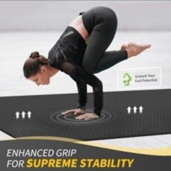 CAMBIVO Large Yoga Mat (6'x 4'), Extra Wide Workout Mat for Men and Women, Yoga Mat Thick 1/3 &1/4 Exercise Mats for Home Workout, Yoga, Pilates Black