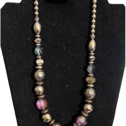 Set Tornasol Glass Beaded & Silver Tone Necklace w Earrings