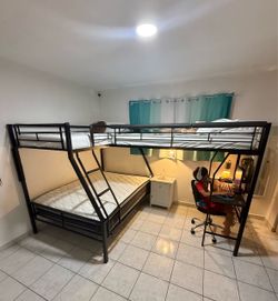 Metal Triple Bunk Beds (Twins over Full Bed + desk) No mattresses