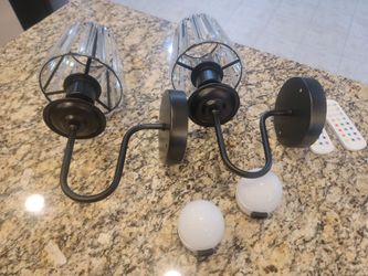 Pair of Modern Crystal Wall Sconces with RGB Remote Control