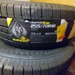 Two Brand New 255 70 R16 Tires Black Lion