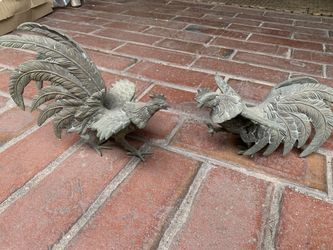 Mid C Modern Brass Figurines Of Roosters