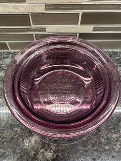 Vintage Corning Visions Cranberry, Amethyst/Purple Glass Casserole V-30-B 24OZ
