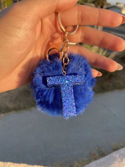 Royal blue glitter keychain