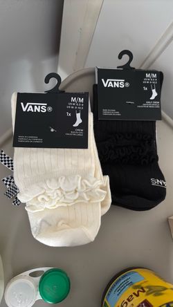 Vans Ruffle Socks – White Crew & Black Half Crew