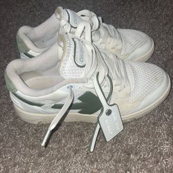 Off-White Low Top White Green Lace-Up Men's Sneakers Athletic Shoes