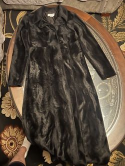 Jet Inc Black Velvet Long Coat Size Small 